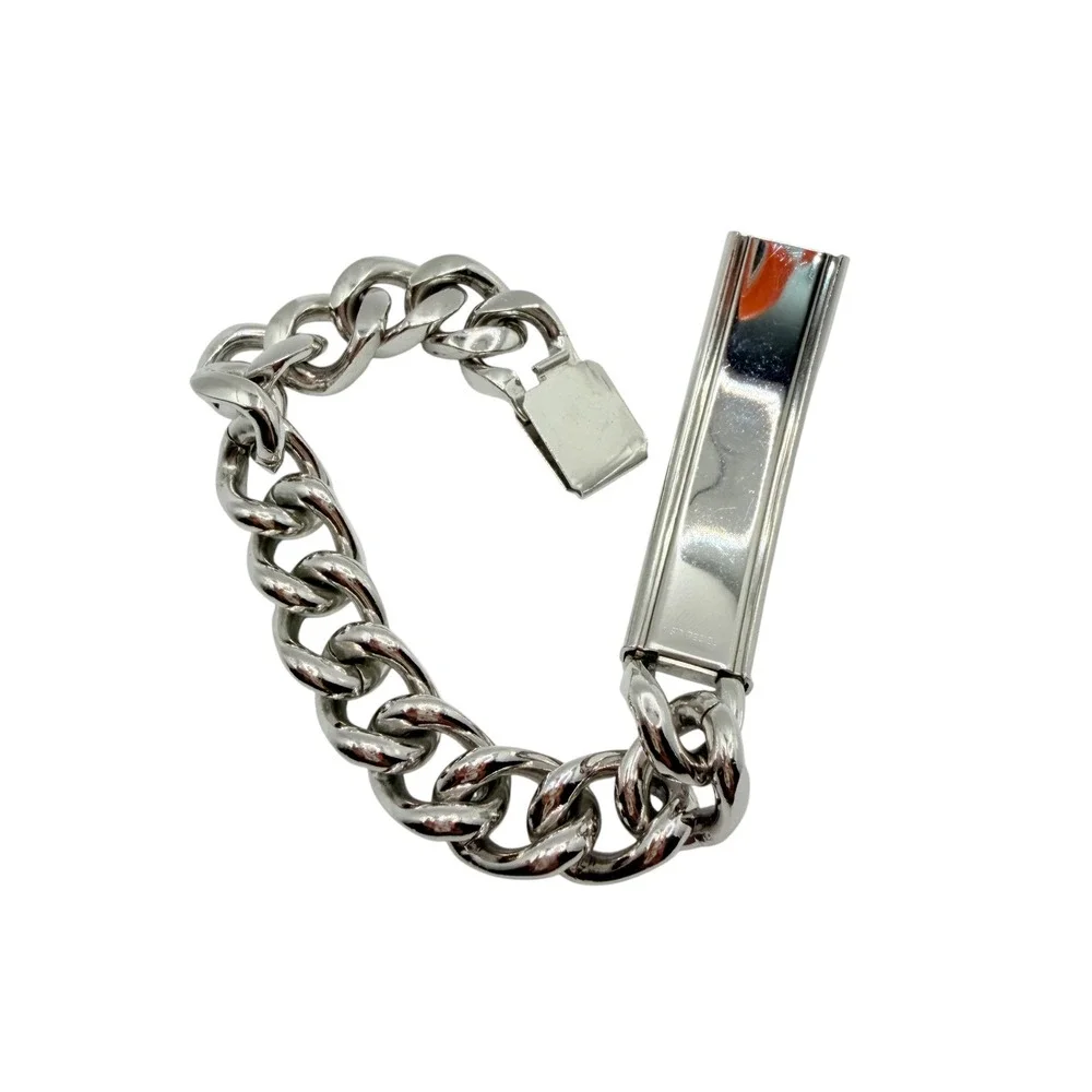 Speidel ID Bracelet Mens 8in Silver Tone Stainless Curb Link Vintage Dave Good